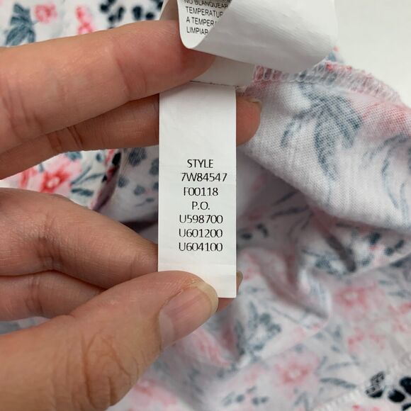 Lucky Brand Shirt Womens S White Botanical Print Cotton Crew Neck Short Sleeve - Picture 10 of 14